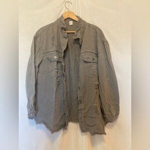 Distressed Gray Women's Top